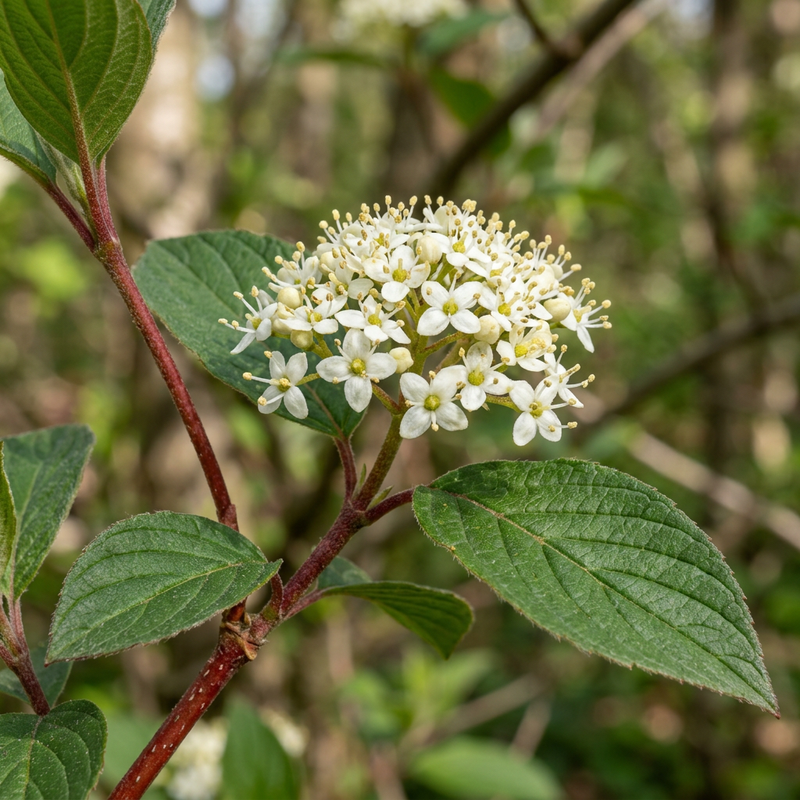 Weißer Hartriegel (Cornus alba), KI-Illustration