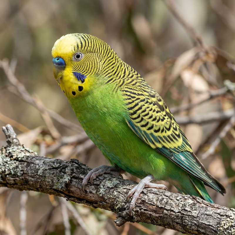 Wellensittich (Melopsittacus undulatus), KI-Illustration