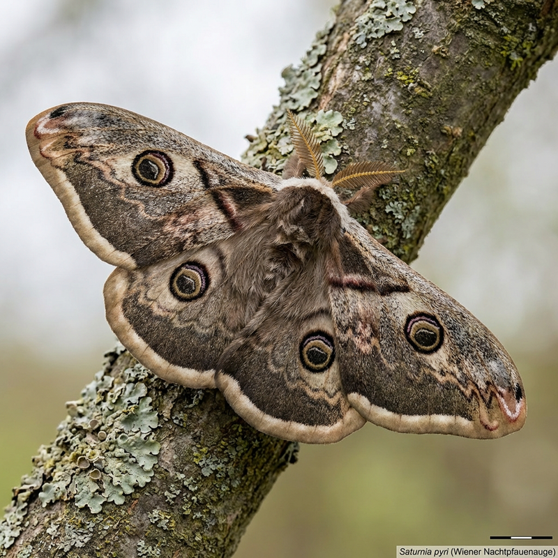 Wiener Nachtpfauenauge (Saturnia pyri), KI-Illustration