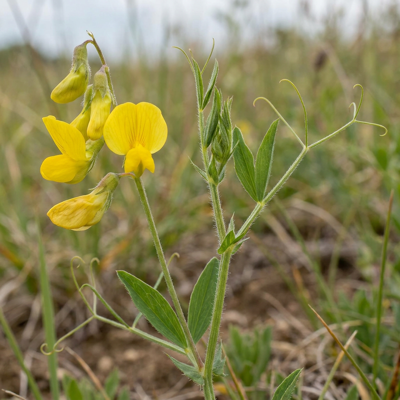 Wiesen-Platterbse (Lathyrus pratensis), KI-Illustration