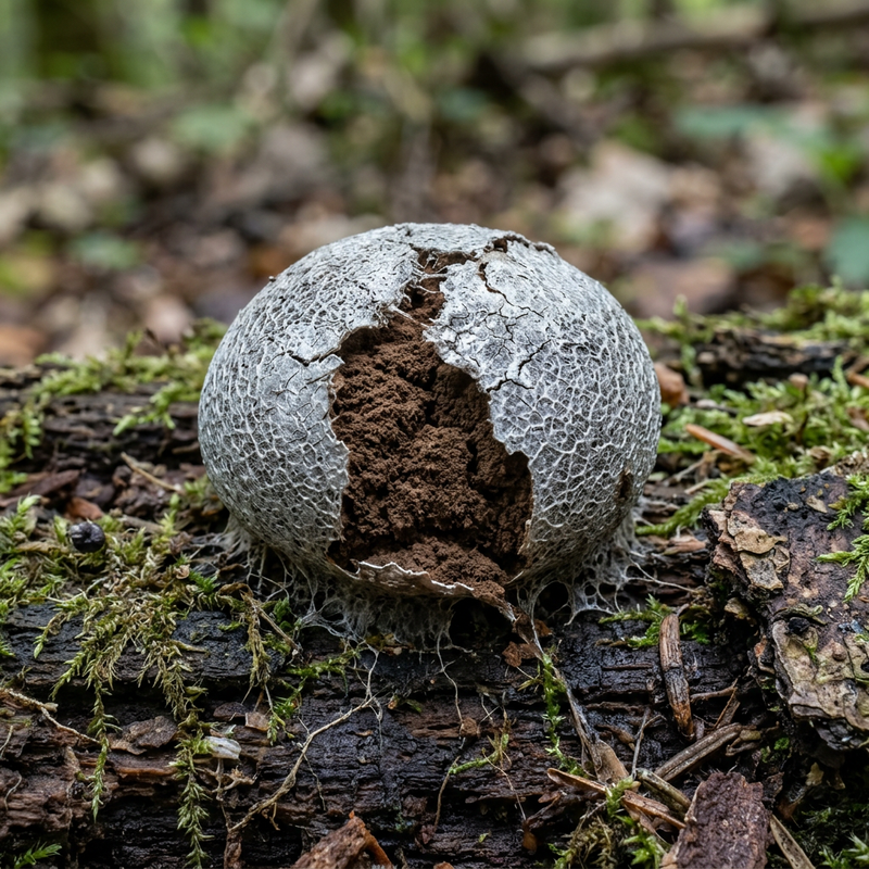 Wolfsmilch-Netzstäubling (Reticularia lycoperdon), KI-Illustration