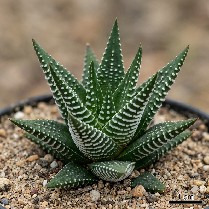 Zebra-Haworthie (Haworthiopsis fasciata), KI-Illustration