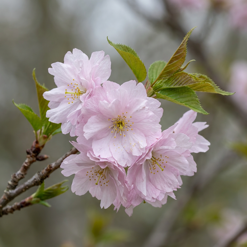 Zierkirschen (Prunus serrulata), KI-Illustration