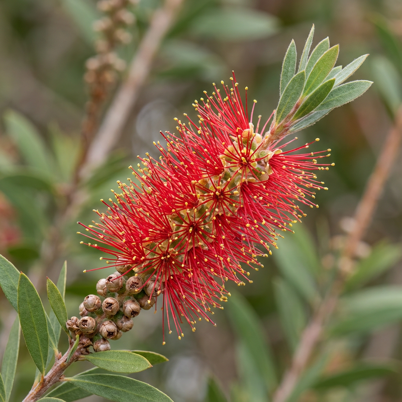 Zylinderputzer (Callistemon citrinus), KI-Illustration