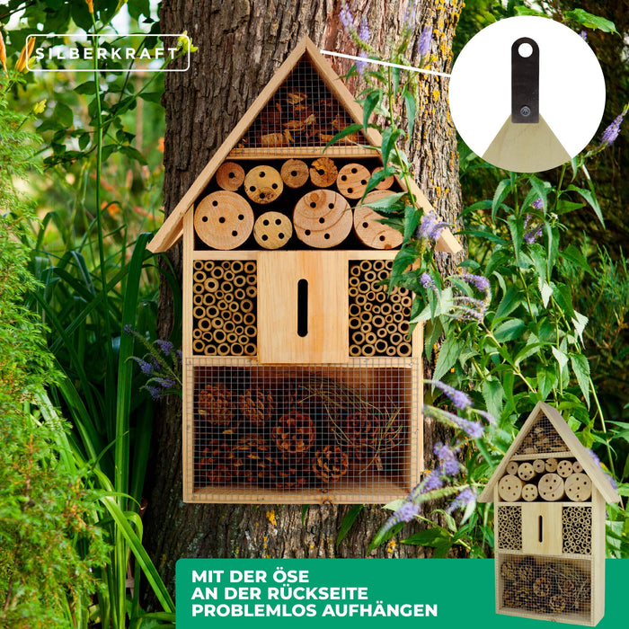Insektenhotel aus Pinienholz - Unterschlupf für Insekten - 48 x 31 x 10 cm - Silberkraft