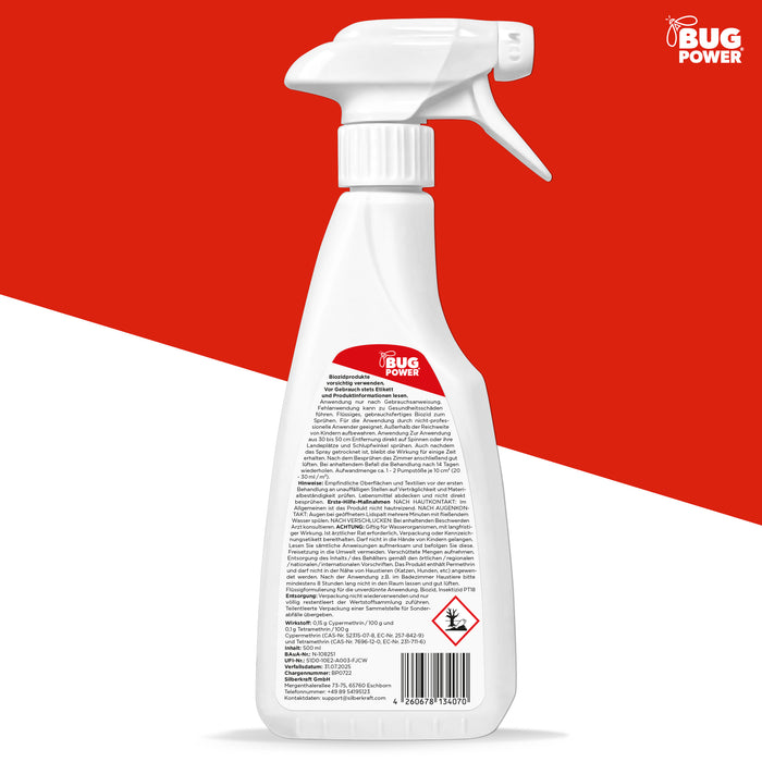 BugPower Spinnen Spray - effektiv gegen Spinnen - Silberkraft
